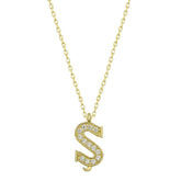 Collier pour femme avec lettre S en argent et or